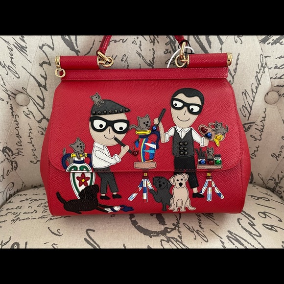 NWT Dolce and Gabbana Family red handmade Italian leather satchel handbag - Picture 3 of 17